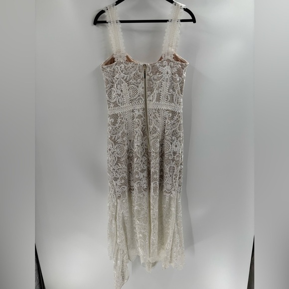 Bronx and Banco bride bridal wedding white boho Tiffany Blanc Dress Sz medium 6 - Picture 6 of 16